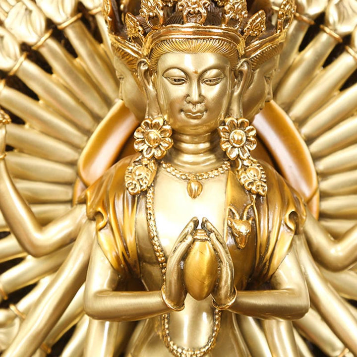 Buddha Stones手作り 千手観音 観音菩薩 富貴 真鍮 銅像 装飾