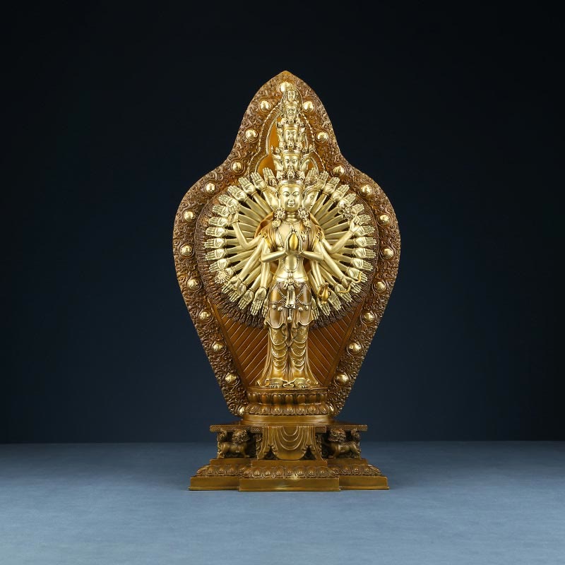 Buddha Stones手作り 千手観音 観音菩薩 富貴 真鍮 銅像 装飾