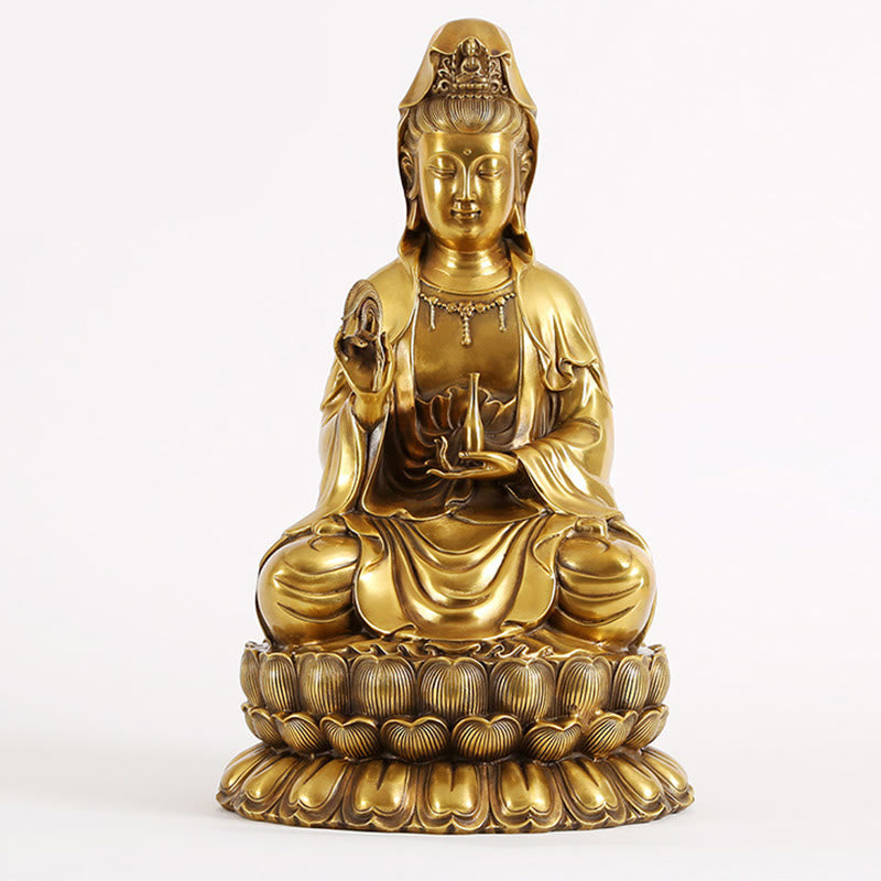 Buddha Stones観音菩薩 柳の瓶を持つ ハーモニー 真鍮銅像 室内装飾