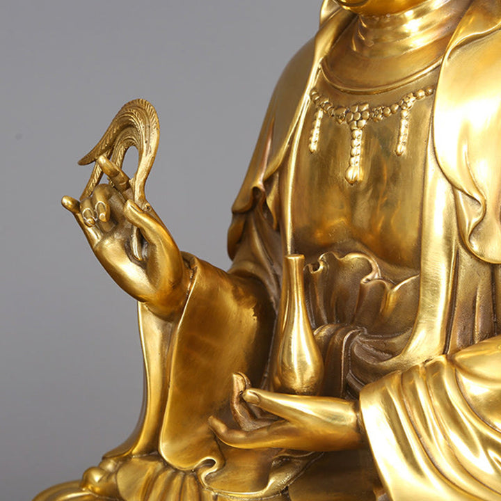 Buddha Stones観音菩薩 柳の瓶を持つ ハーモニー 真鍮銅像 室内装飾 - image 15