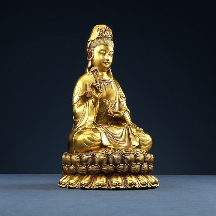 Buddha Stones観音菩薩 柳の瓶を持つ ハーモニー 真鍮銅像 室内装飾 - image 18