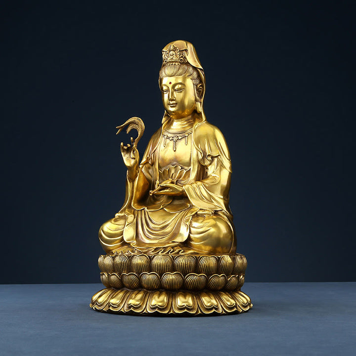 Buddha Stones観音菩薩 柳の瓶を持つ ハーモニー 真鍮銅像 室内装飾