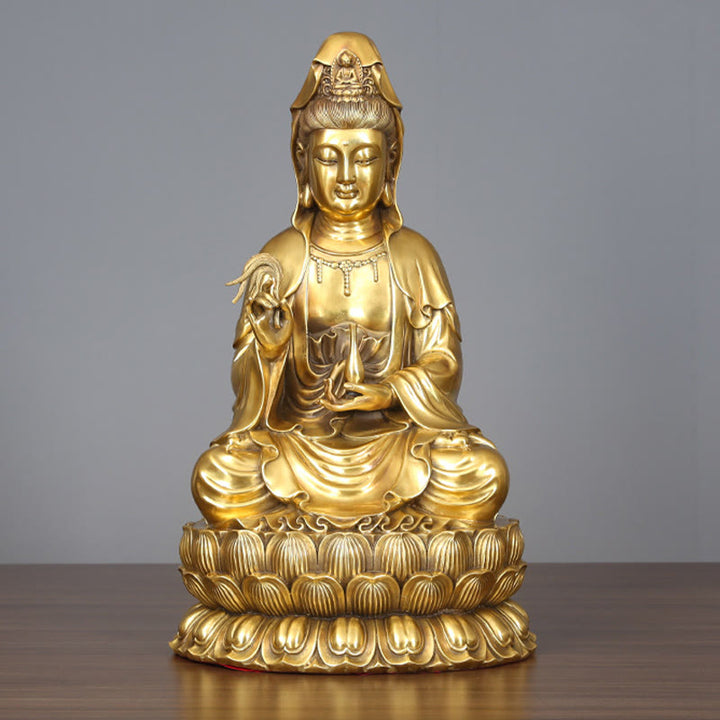 Buddha Stones観音菩薩 柳の瓶を持つ ハーモニー 真鍮銅像 室内装飾