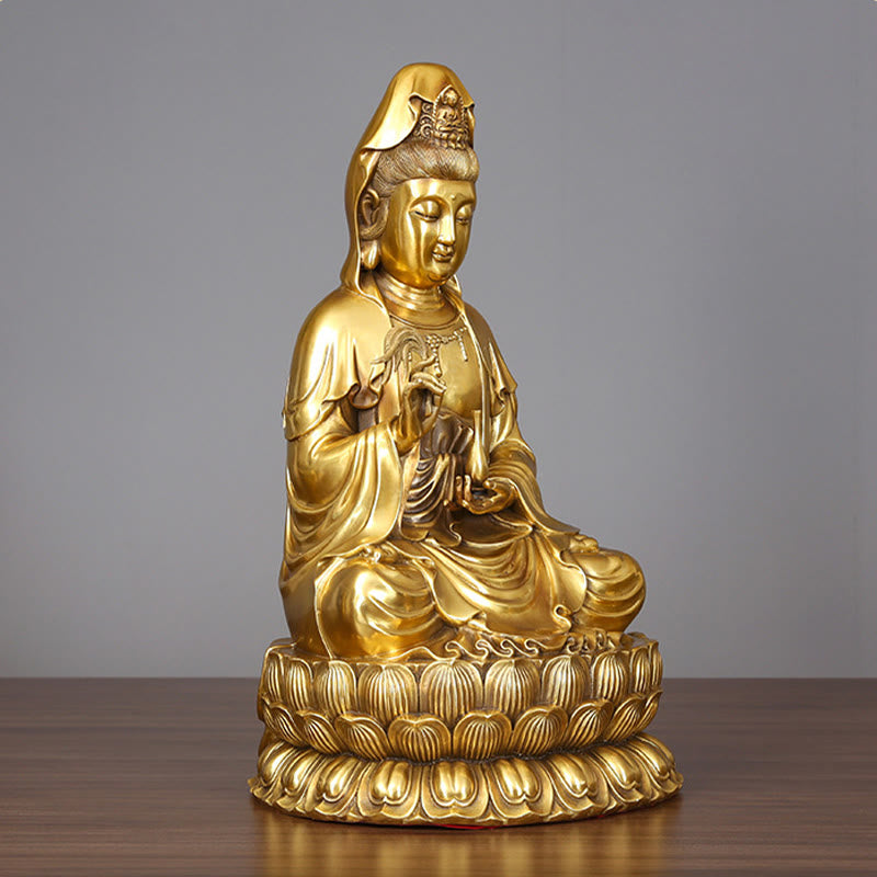 Buddha Stones観音菩薩 柳の瓶を持つ ハーモニー 真鍮銅像 室内装飾 - image 10