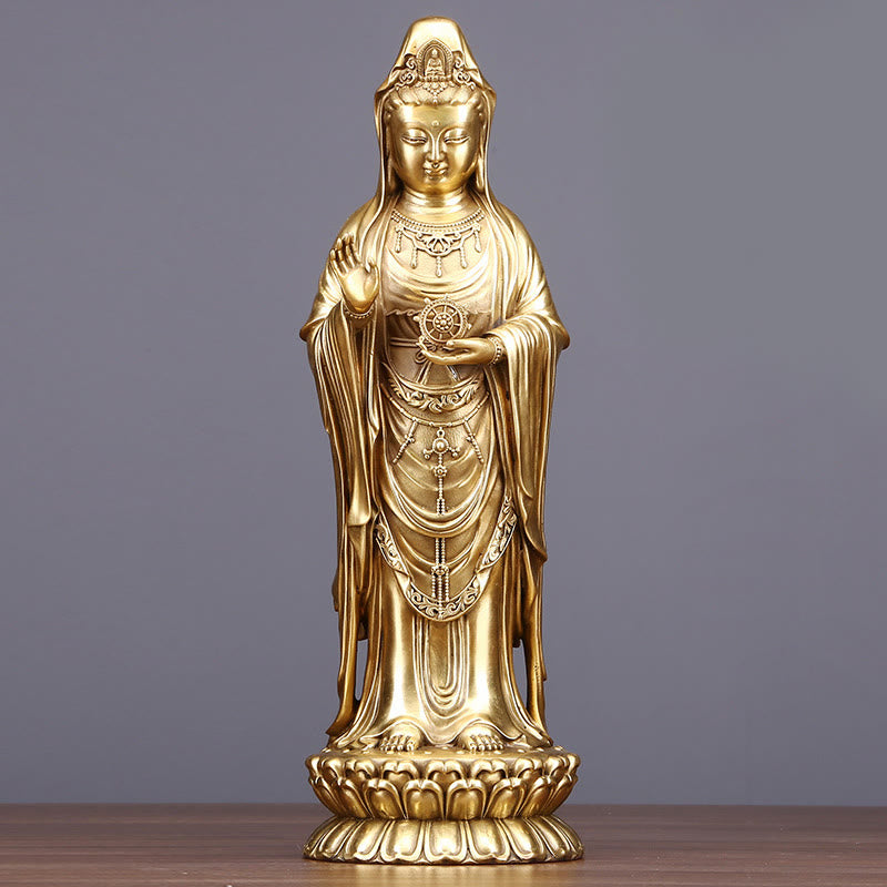 Buddha Stones観音菩薩 法輪宝珠 真鍮銅像 装飾品 - 観音菩薩 17.5×14×38.5cm - image 8