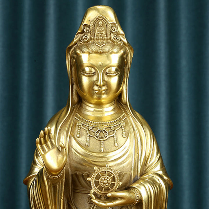 Buddha Stones観音菩薩 法輪宝珠 真鍮銅像 装飾品 - image 12