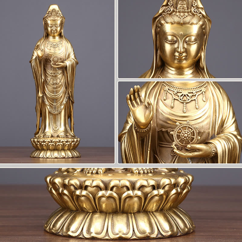 Buddha Stones観音菩薩 法輪宝珠 真鍮銅像 装飾品 - image 9