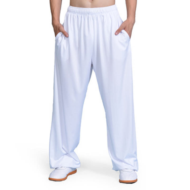 Buddha Stones夏用 ユニセックス 伸縮性ウエスト 太極拳 気功 練習用パンツ ポケット付き - 白 - 3XL- 米国/UK/AU/ EUの2XLに適合 - image 7
