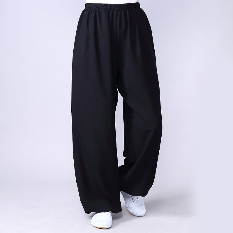 ユニセックスパンツ 太極拳 気功練習用 コットンリネン 伸縮性ウエスト リラックス Buddha Stones - 黒 - 3XL- 米国/UK/AU/ EUの2XLに適合 - image 2