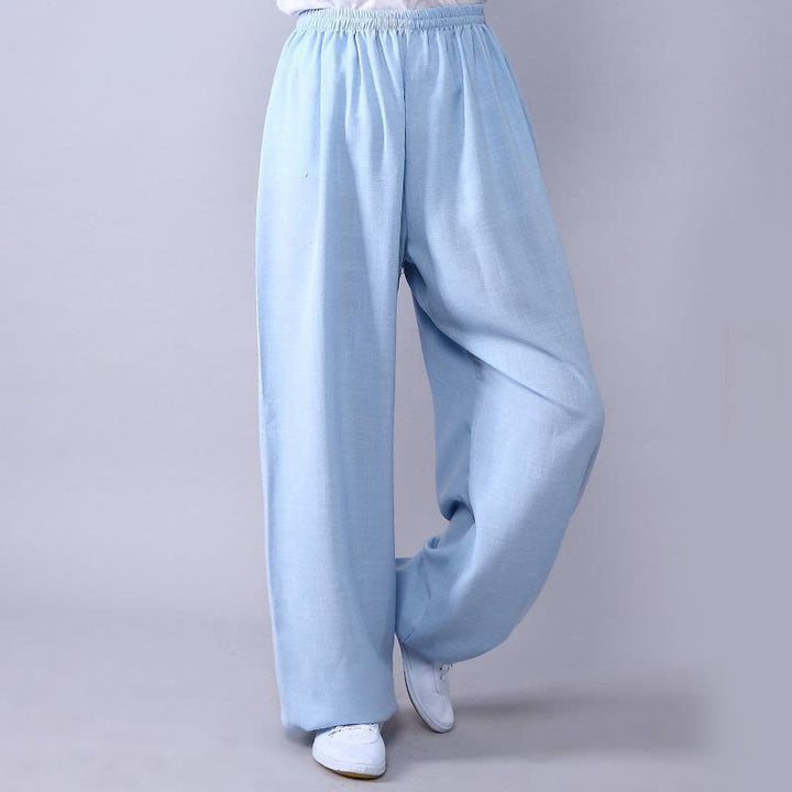ユニセックスパンツ 太極拳 気功練習用 コットンリネン 伸縮性ウエスト リラックス Buddha Stones - ライトシアン - 3XL- 米国/UK/AU/ EUの2XLに適合 - image 14