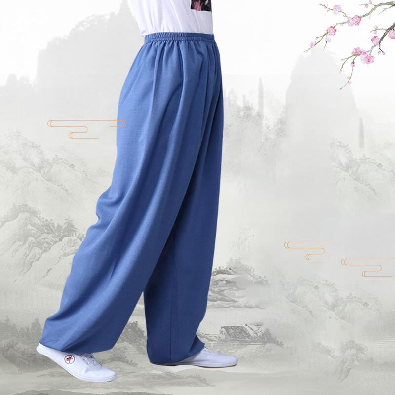 ユニセックスパンツ 太極拳 気功練習用 コットンリネン 伸縮性ウエスト リラックス Buddha Stones - image 7