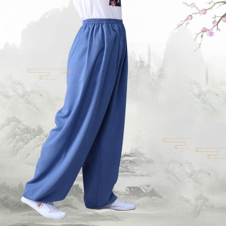 ユニセックスパンツ 太極拳 気功練習用 コットンリネン 伸縮性ウエスト リラックス Buddha Stones - image 7