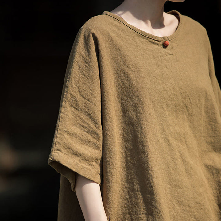 Buddha Stonesカジュアル ハーフスリーブ ラミー リネン コットン Tシャツ - image 4