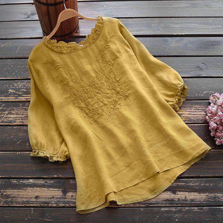 Buddha Stonesレディース フラワー刺繍デザイン クルーネック Tシャツ - レモンシフォン - US14、 UK/AU18、 EU46 (4XL) - image 8