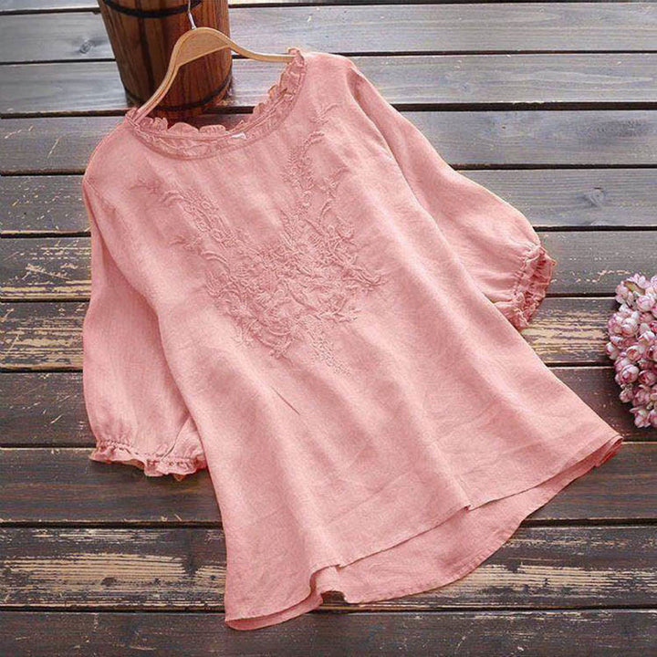 Buddha Stonesレディース フラワー刺繍デザイン クルーネック Tシャツ - ライトピンク - US14、 UK/AU18、 EU46 (4XL) - image 14