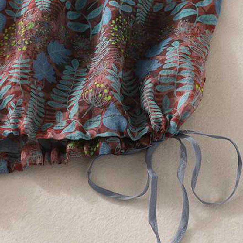 Buddha Stones夏 レディース ブルー リーフ 植物 ポケット付きパンツ - image 6