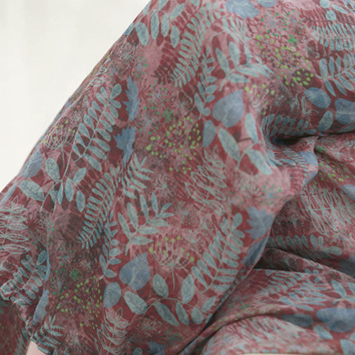 Buddha Stones夏 レディース ブルー リーフ 植物 ポケット付きパンツ - image 8