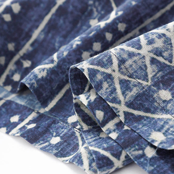 Buddha Stonesブルーストライププリント コットンリネン ワイドレッグパンツ ポケット付き - image 9