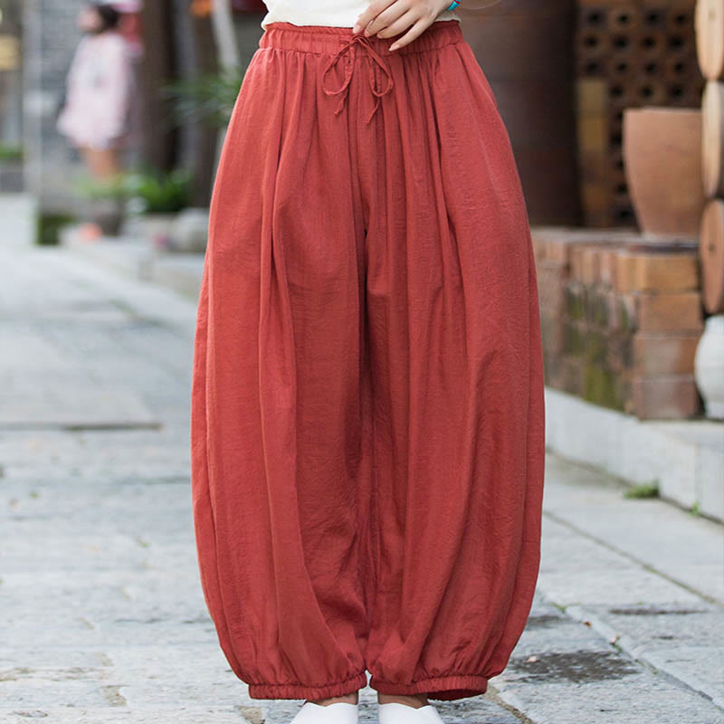 Buddha Stonesサマー 無地 リネン ドローストリング パンツ ポケット付き - image 34