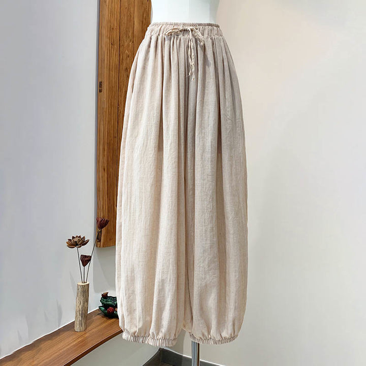 Buddha Stonesサマー 無地 リネン ドローストリング パンツ ポケット付き - image 18