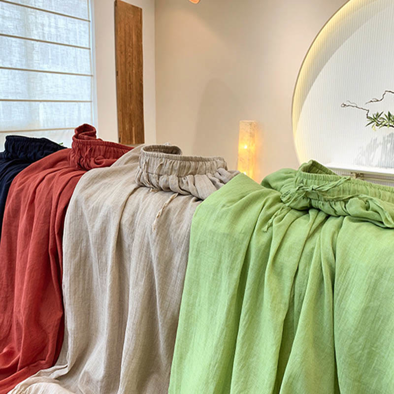 Buddha Stonesサマー 無地 リネン ドローストリング パンツ ポケット付き - image 36