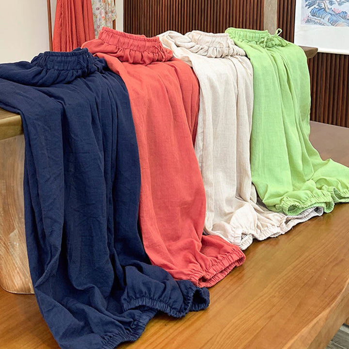 Buddha Stonesサマー 無地 リネン ドローストリング パンツ ポケット付き - image 37