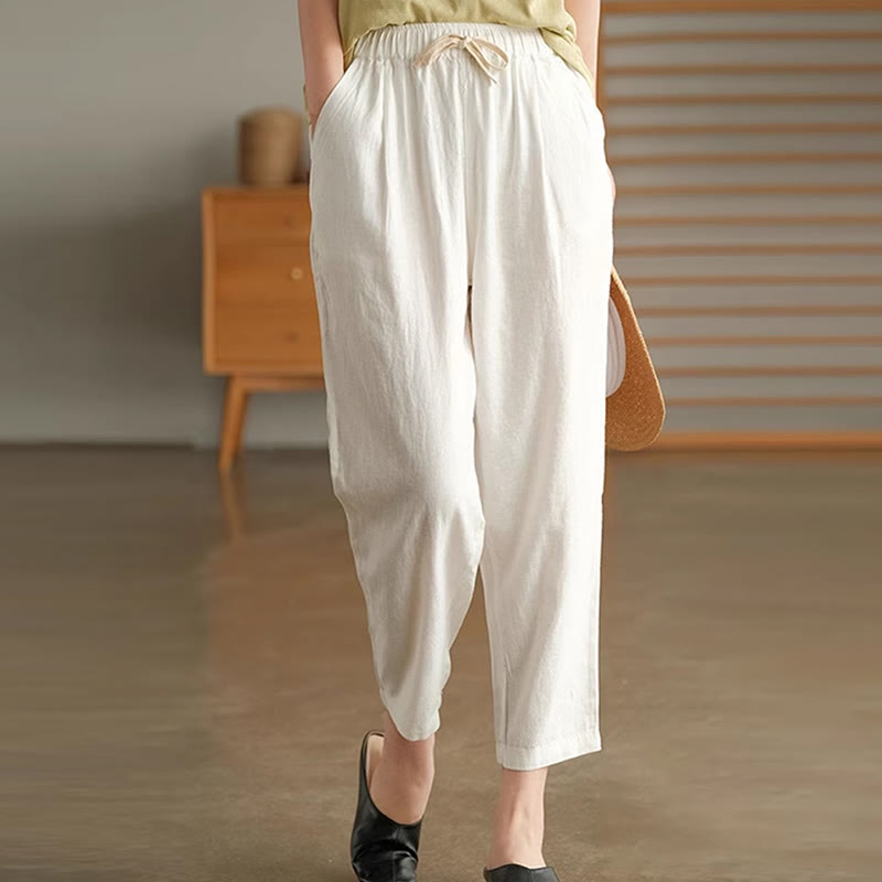 Buddha Stonesカジュアル レディース コットン ドローストリング ハーレムパンツ ポケット付き - 白 - US14、 UK/AU18、 EU46 (4XL) - image 7