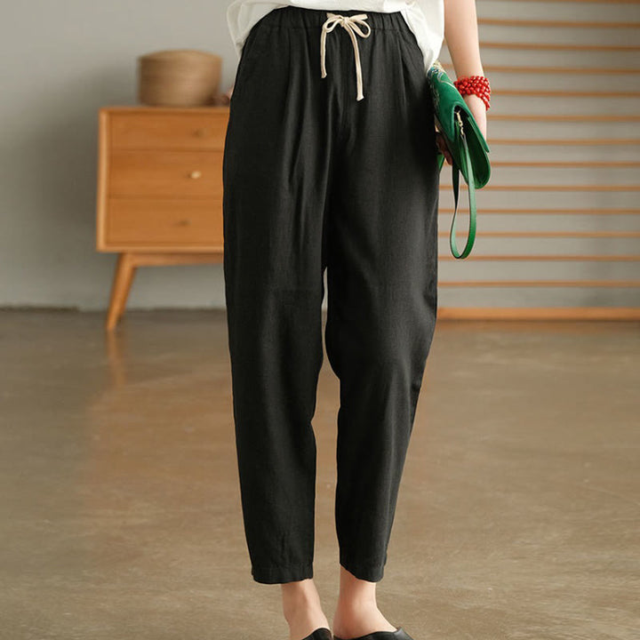 Buddha Stonesカジュアル レディース コットン ドローストリング ハーレムパンツ ポケット付き - 黒 - US14、 UK/AU18、 EU46 (4XL) - image 1