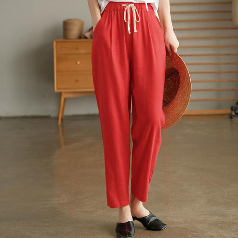 Buddha Stonesカジュアル レディース コットン ドローストリング ハーレムパンツ ポケット付き - トマト - US14、 UK/AU18、 EU46 (4XL) - image 14