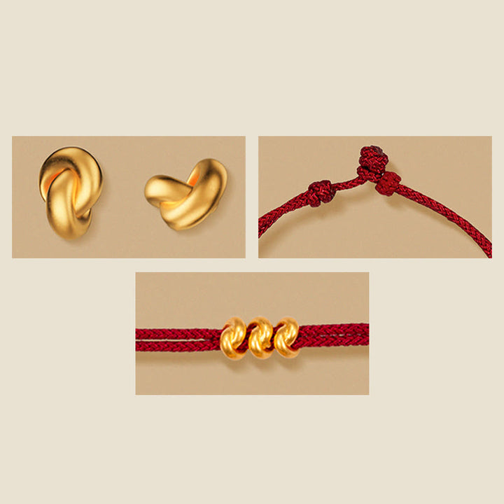 Buddha Stones999ゴールドウィッシュノットデザインハンドメイド幸運編みロープブレスレット - image 4