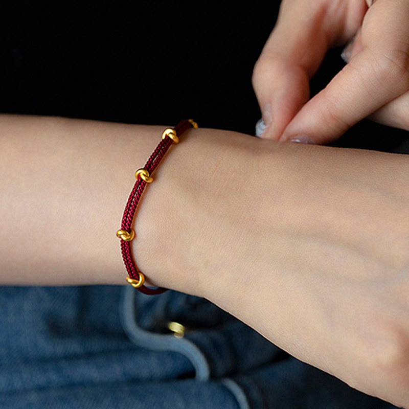 Buddha Stones999ゴールドウィッシュノットデザインハンドメイド幸運編みロープブレスレット - image 8