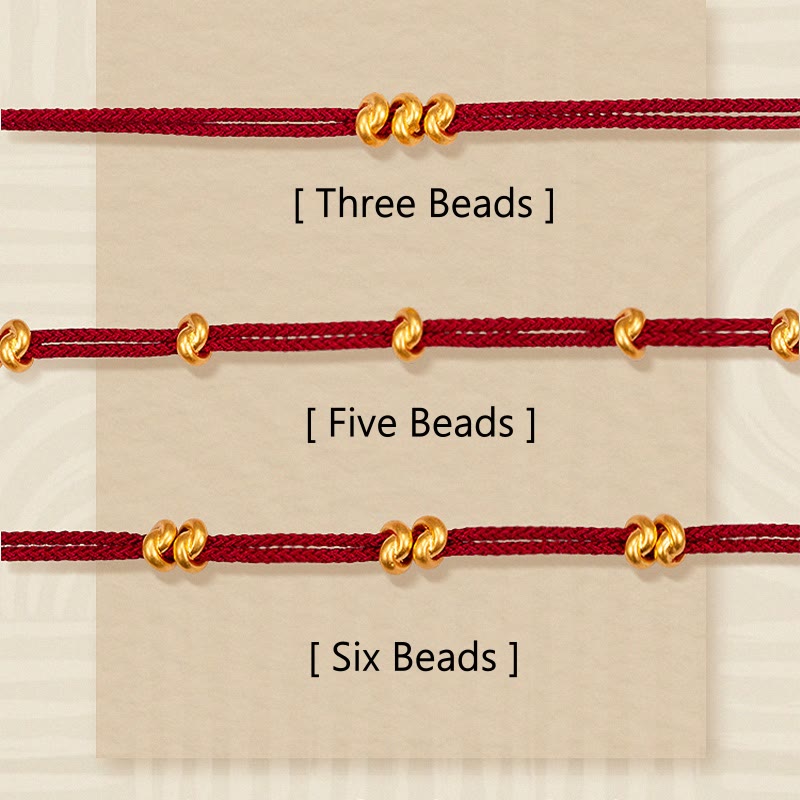 Buddha Stones999ゴールドウィッシュノットデザインハンドメイド幸運編みロープブレスレット - image 1