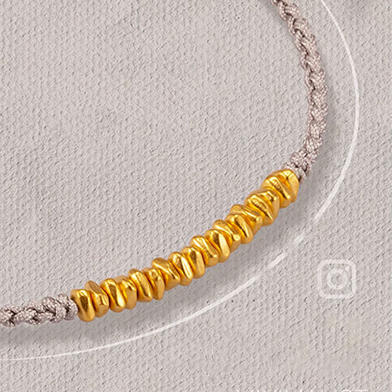 Buddha Stones999ゴールド 小さな金貨デザイン 手作り保護編みロープブレスレット