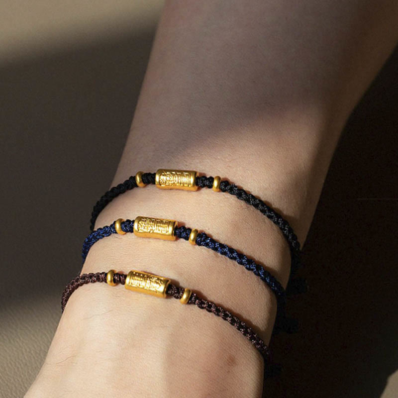 Buddha Stones999ゴールド 幸運のお守り 彫刻デザイン ハンドメイド 強度 編みロープブレスレット - image 15