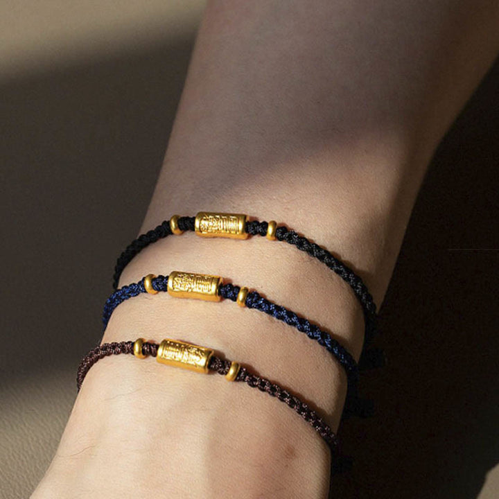 Buddha Stones999ゴールド 幸運のお守り 彫刻デザイン ハンドメイド 強度 編みロープブレスレット - image 15