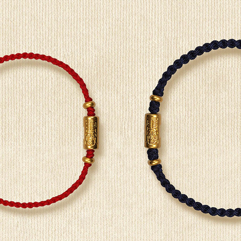 Buddha Stones999ゴールド 幸運のお守り 彫刻デザイン ハンドメイド 強度 編みロープブレスレット - image 19