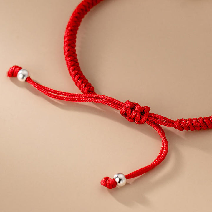 Buddha Stonesハンドメイド925スターリングシルバーフーキャラクター縁起の良い雲の祝福編みロープブレスレット - image 10