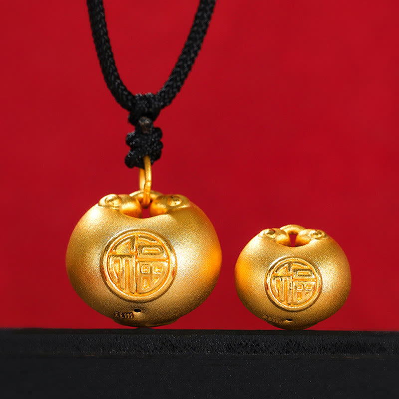 Buddha Stones999ゴールドフーキャラクターウィッシュロックパターン幸運ロープネックレスペンダント - image 0