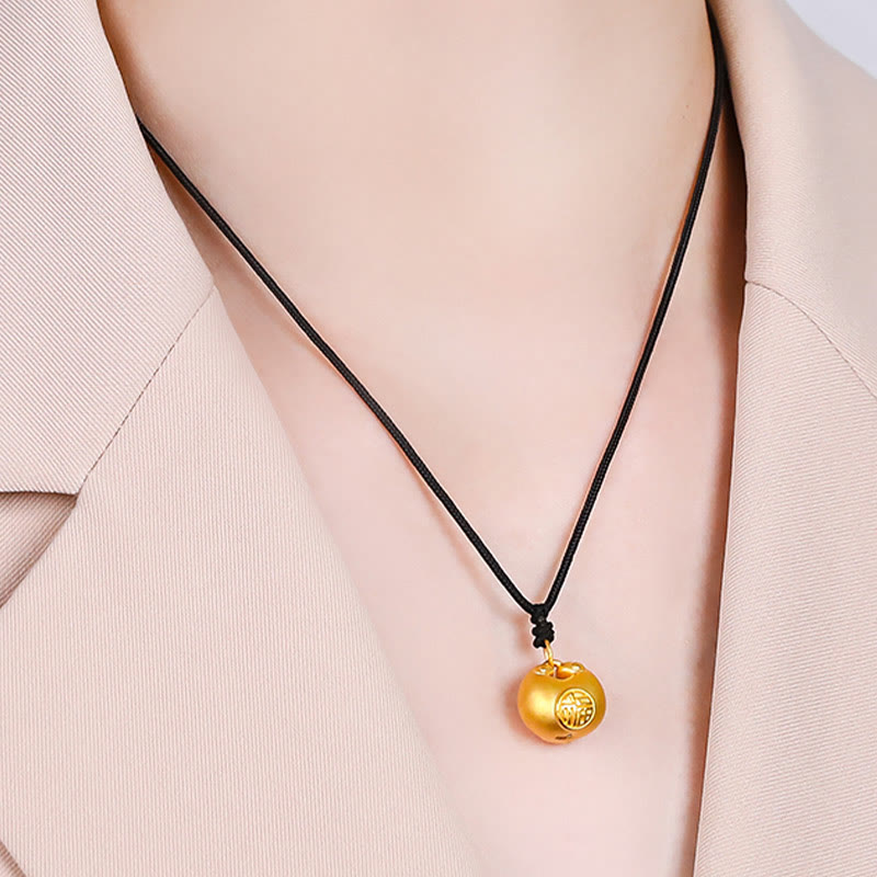 Buddha Stones999ゴールドフーキャラクターウィッシュロックパターン幸運ロープネックレスペンダント - image 9