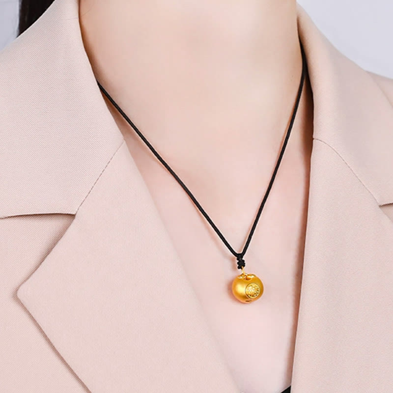 Buddha Stones999ゴールドフーキャラクターウィッシュロックパターン幸運ロープネックレスペンダント - image 12