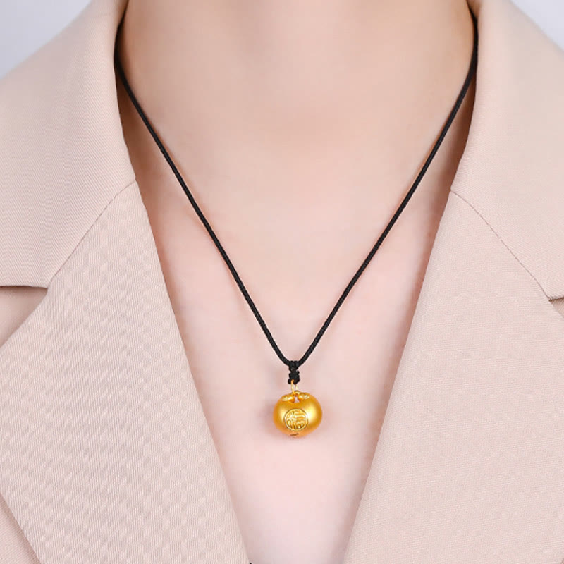 Buddha Stones999ゴールドフーキャラクターウィッシュロックパターン幸運ロープネックレスペンダント - image 10