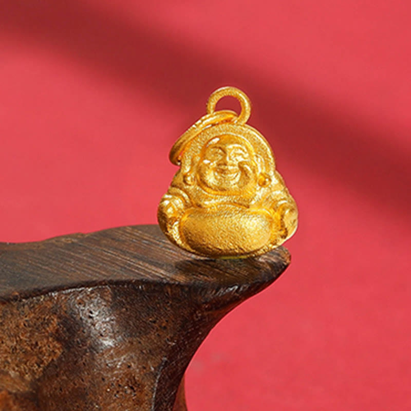 Buddha Stones999ゴールド ミニ 笑う仏陀 幸運 富 ネックレス ペンダント - ミニ笑い仏（金色 約1.22g） - ペンダントのみ - image 1