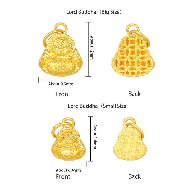 Buddha Stones999ゴールド ミニ 笑う仏陀 幸運 富 ネックレス ペンダント