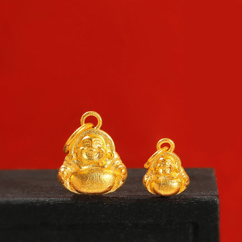 Buddha Stones999ゴールド ミニ 笑う仏陀 幸運 富 ネックレス ペンダント