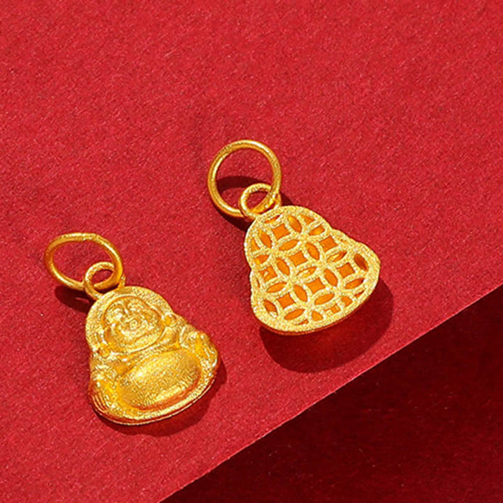 Buddha Stones999ゴールド ミニ 笑う仏陀 幸運 富 ネックレス ペンダント