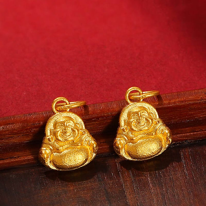 Buddha Stones999ゴールド ミニ 笑う仏陀 幸運 富 ネックレス ペンダント