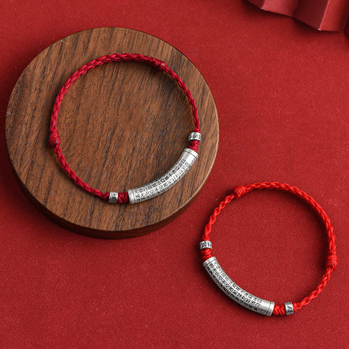 Buddha Stonesハンドメイド 999 スターリングシルバーオーム・マニ・パドメ・フム般若心経 彫刻 幸運 ロープ ブレスレット アンクレット - image 19