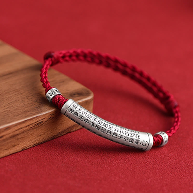 Buddha Stonesハンドメイド 999 スターリングシルバーオーム・マニ・パドメ・フム般若心経 彫刻 幸運 ロープ ブレスレット アンクレット - image 3