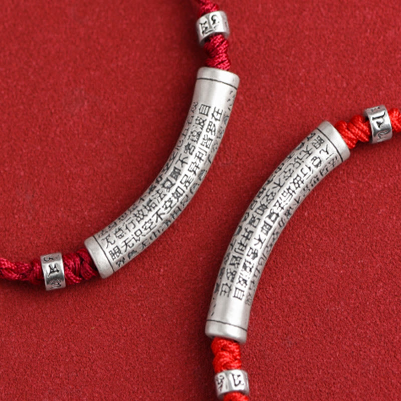 Buddha Stonesハンドメイド 999 スターリングシルバーオーム・マニ・パドメ・フム般若心経 彫刻 幸運 ロープ ブレスレット アンクレット - image 17