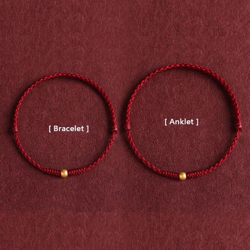 Buddha Stones999ゴールド ミニビーズデザイン ハンドメイド 強度 編み込みロープ ブレスレット アンクレット - image 1